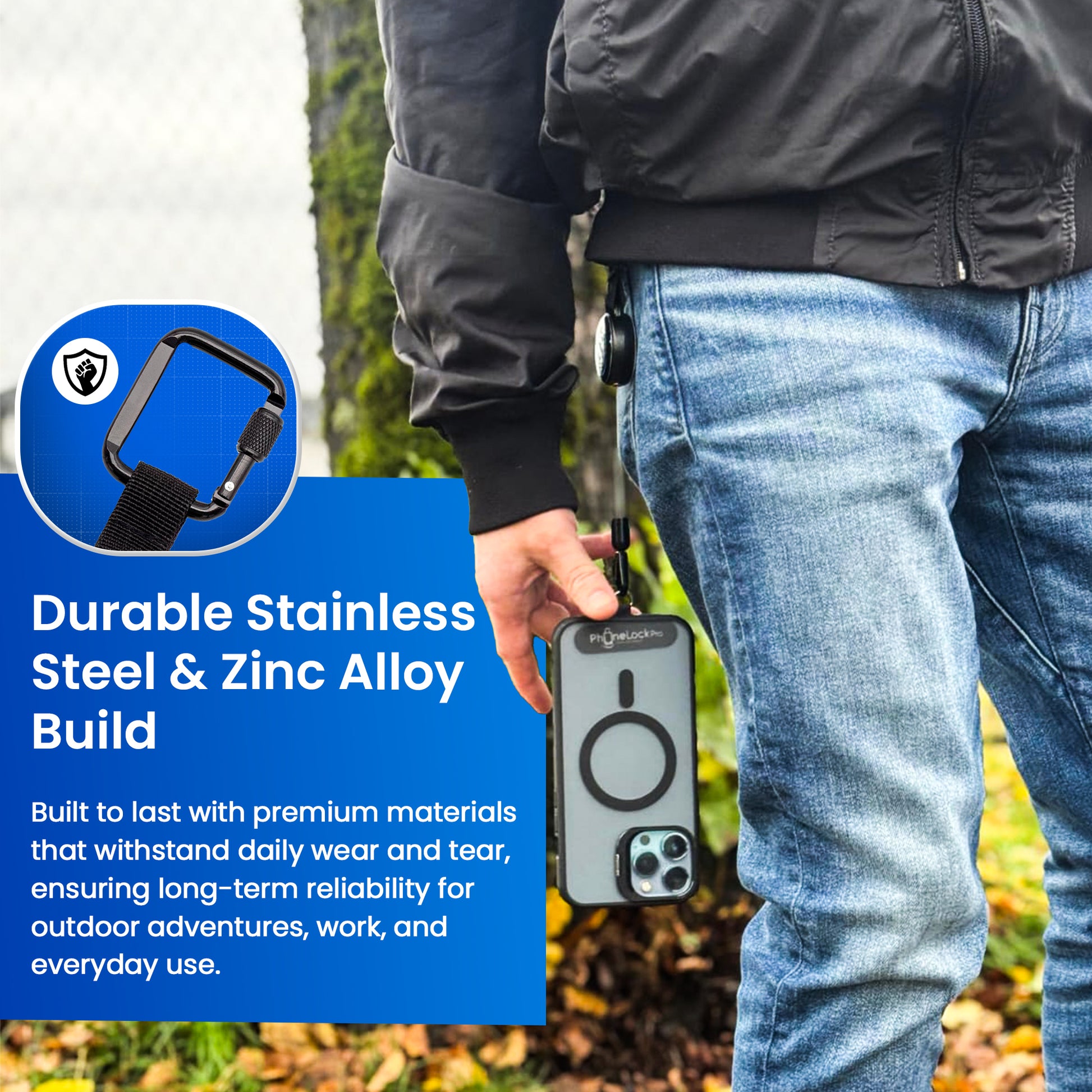 Phone Lock Pro - Retractable Anti-Theft Phone Holder with Belt Clip