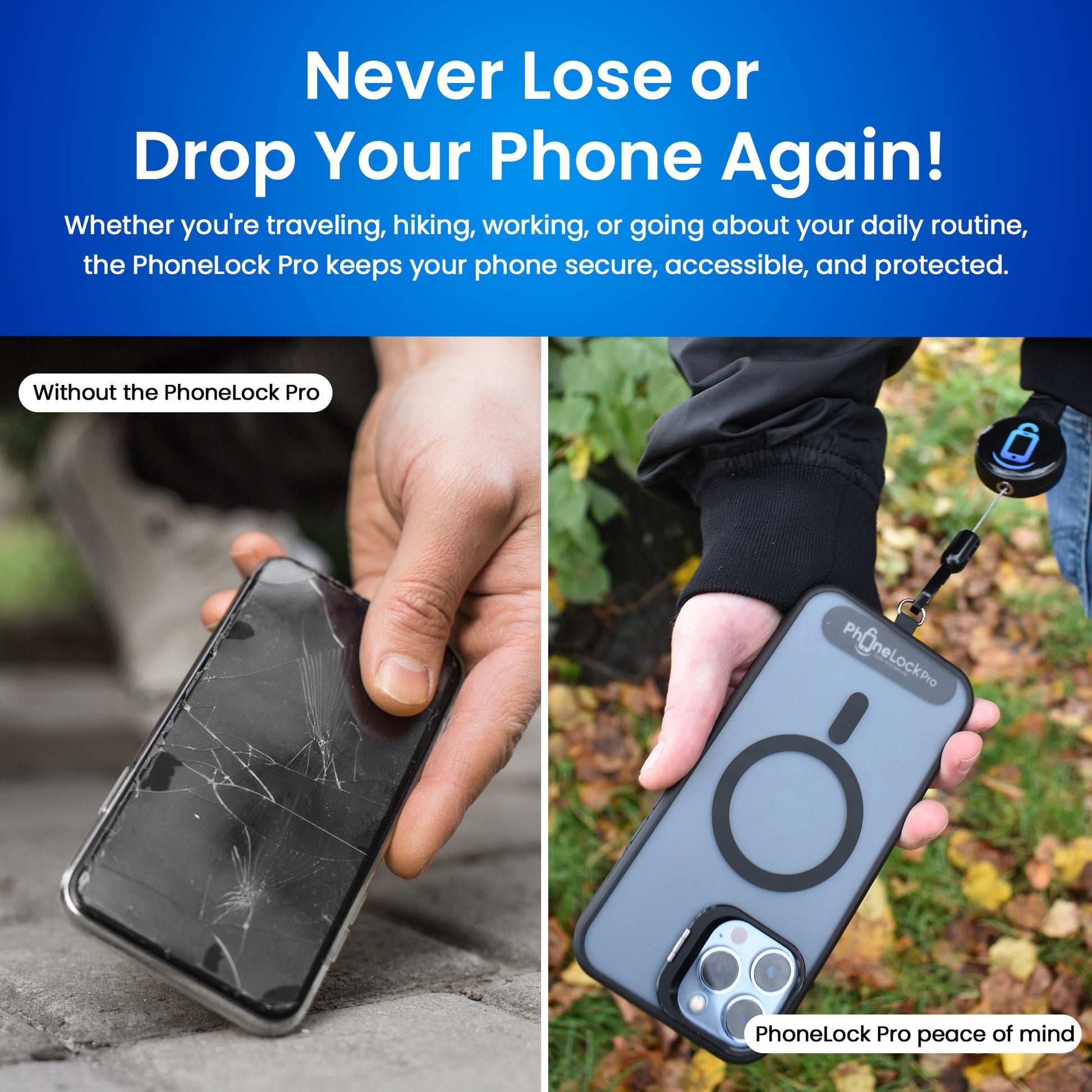 Phone Lock Pro - Retractable Anti-Theft Phone Holder with Belt Clip