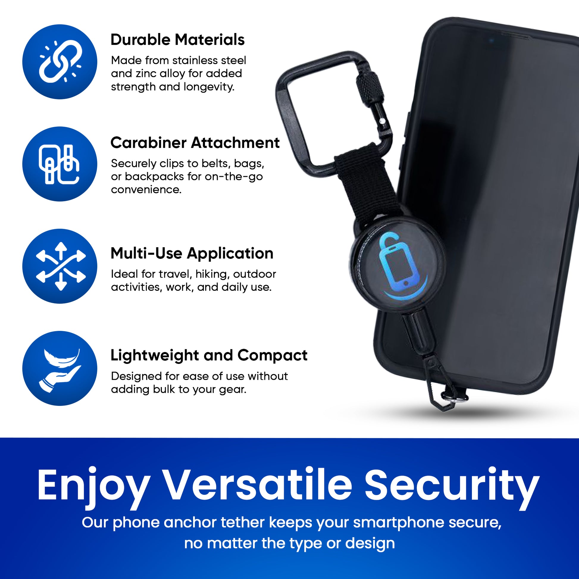 Phone Lock Pro - Retractable Anti-Theft Phone Holder with Belt Clip